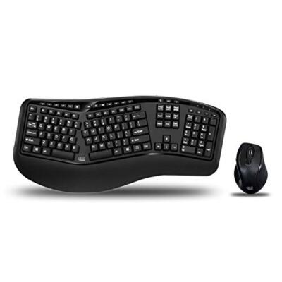 WKB-1500GB - Wireless Ergonomic Desktop Keyboard and Laser Mouse with Split K...