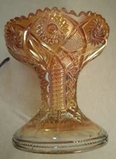 VTG Imperial Carnival Glass Marigold Punch Bowl Base Hobstar & Arches Compote 