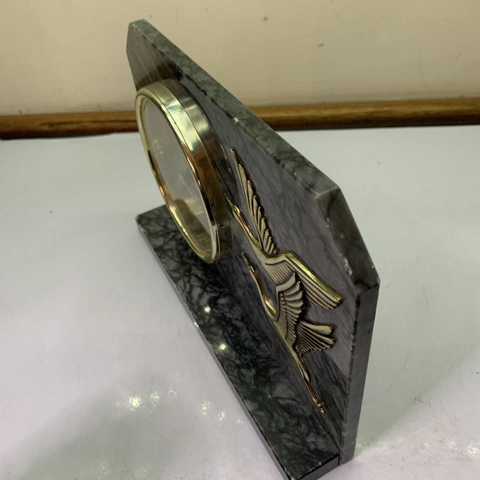 Seiko Quartz Crane Marble Clock Desk Shelf QZ253K Made in Japan - Image 4 of 4