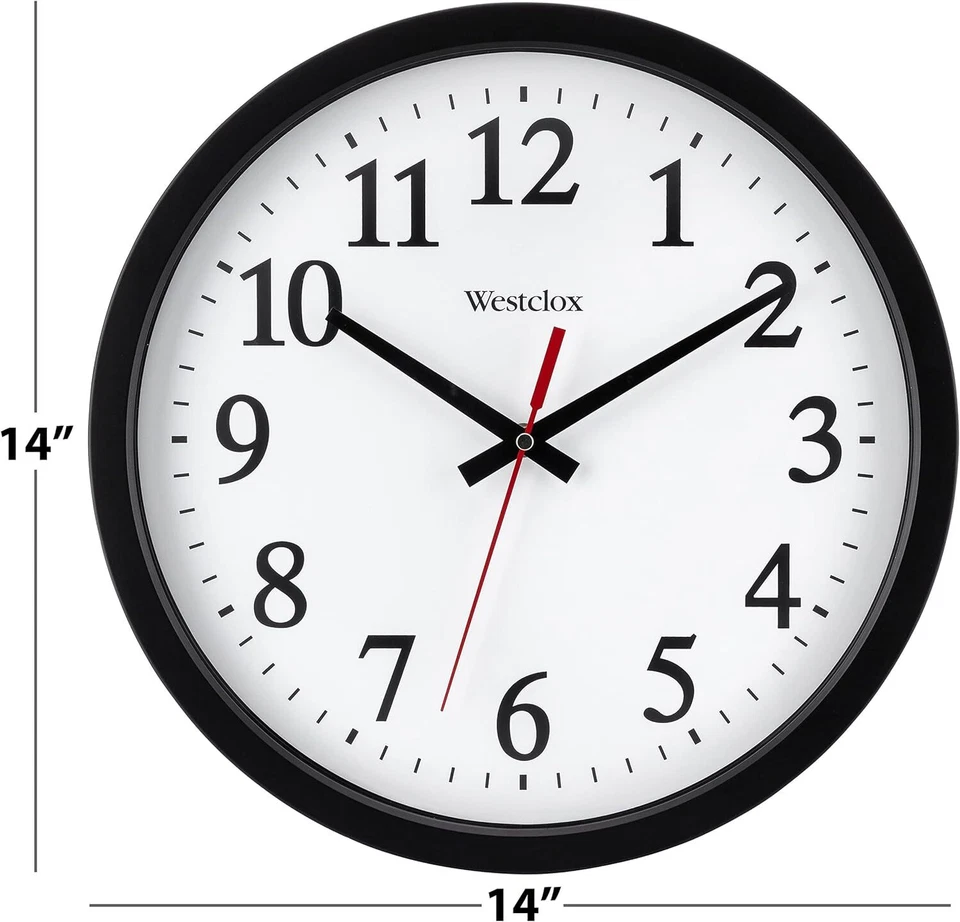 Relógio de parede Westclox 14" redondo elétrico para escritório, branco - Imagem 2 de 4