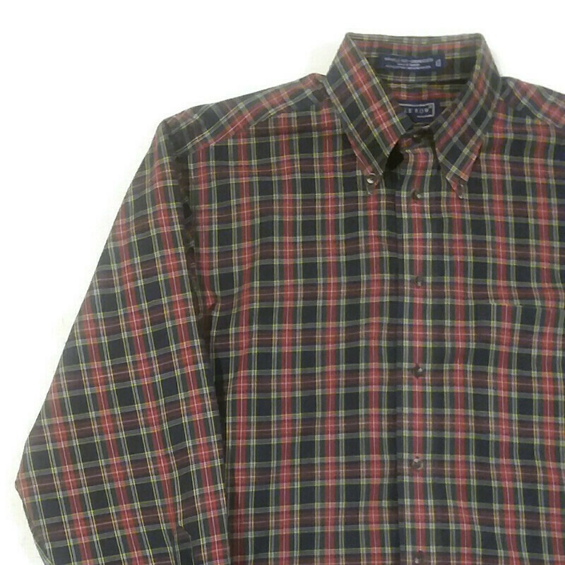 Camicia Savile Fila Bottoni Larga Uomo Taglia 15 1 2 32 33 LS Tasca Plaid