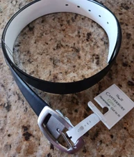 Canterbury Black White Reversible Leather Golf Belt NWT Size XL Cut To Fit