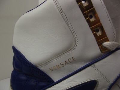 VERSACE Mens Ophion Paneled Medusa White Blue High Top Shoes  display picture 1