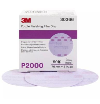 3M 30366 Hookit 3 in. 2000 Grit Purple Finishing Film Sanding Disc (50 ...