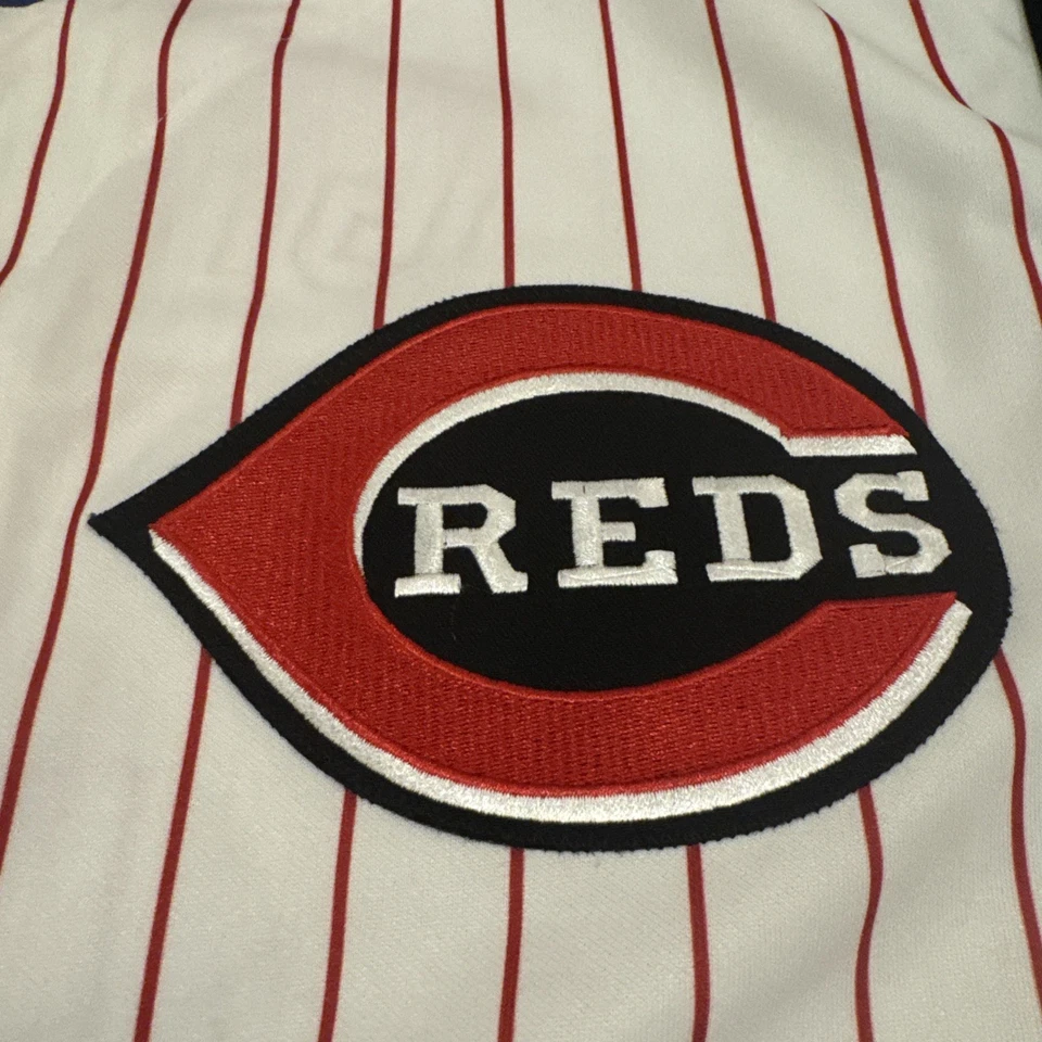 Vtg Cincinatti Reds KEN GRIFFEY JR Majestic Pin Striped MLB Jersey XL Stitched - Image 2 of 4