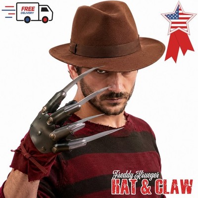 Freddy Hat & Claw Adult Halloween Nightmare on Elm Street Krueger Hat & Claw Set
