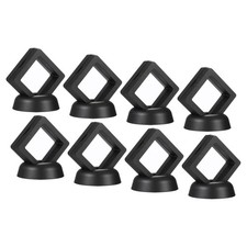 3D Floating Display Frame Coin Jewelry Case with Base 2"x2" Black 8pcs