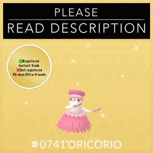 Shiny Oricorio Pa’u (Instant Registered / 30 days Ultra Friends) - Pokemon Go
