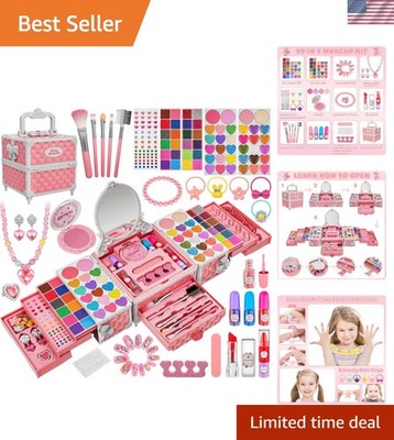 Washable 99-Piece Princess Makeup Set for Girls Aged 3 to 12 - Fun & Safe Play