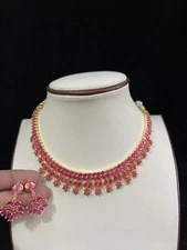 Indian Bollywood Bridal PartyWear Gold Plated cz Jewelry Set Weding Women rm29