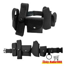 Black Tactical Nylon police Security Guard Duty Belt Utility Kit System w/ Pouch