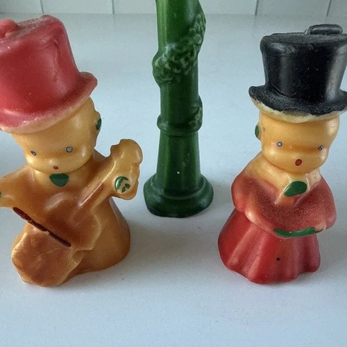 Vintage 1950s Gurley Christmas Candles Carolers Street Lamp Post Set of 3 image 7