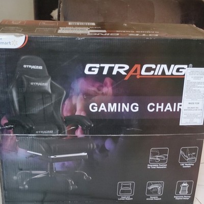 GTRACING GTWD-200-BLACK Gaming Chair Black Faux Leather Recline Swivel Footrest