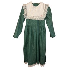 Vintage Jayne Copeland girls  green with lace dress prairie cottage size 14 