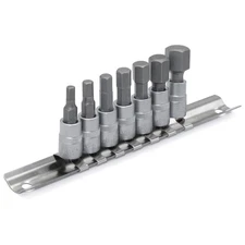 DAKCOS Hex Bit Socket Set 1/4" Drive 7 PCS 4mm - 12mm S2 Alloy Steel Bit + CR-V