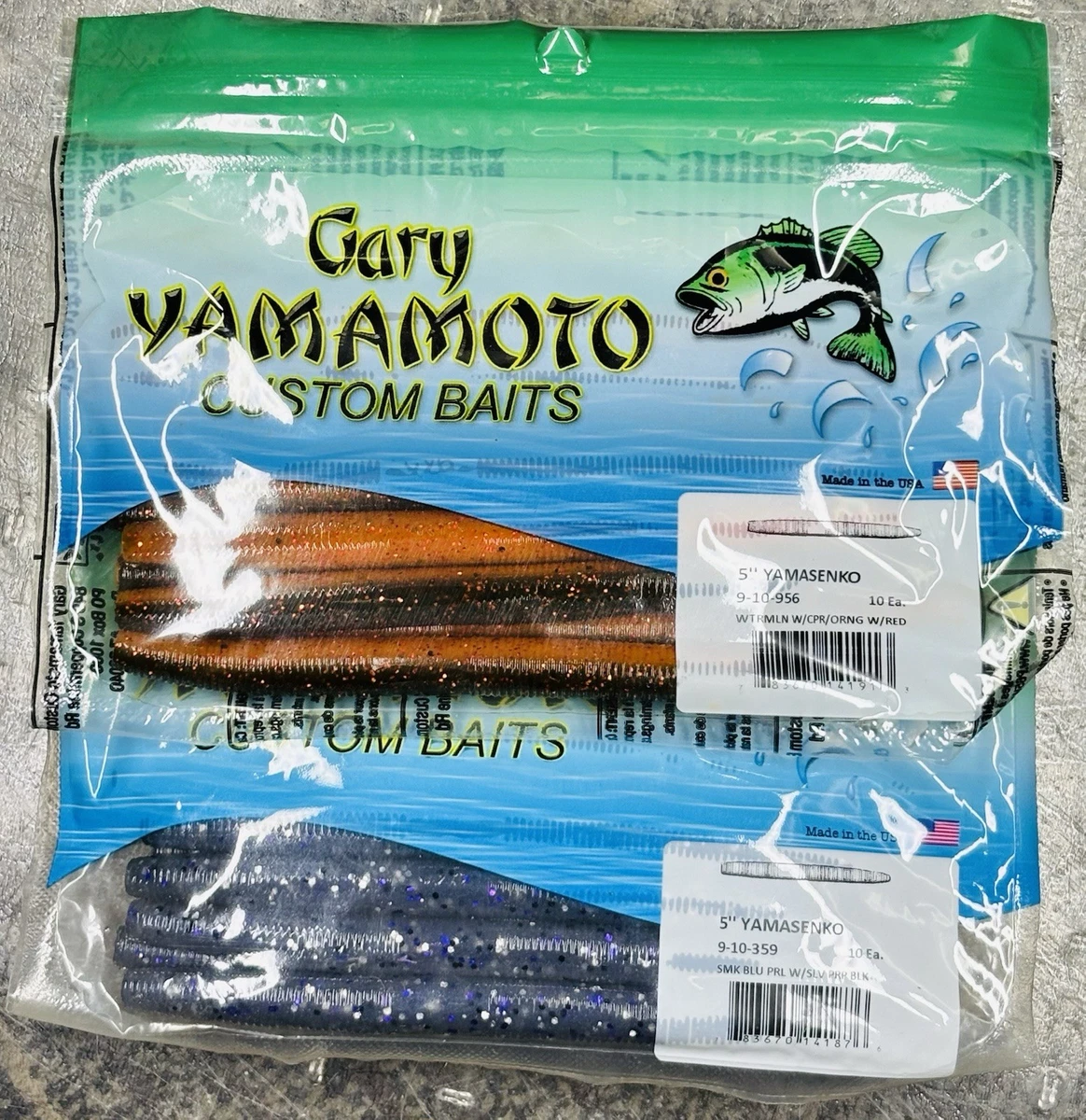 Gary Yamamoto Custom Baits – Yamasenko 3" – #9B-10-297 – Green Pumpkin/Black FLK – 10 Vers