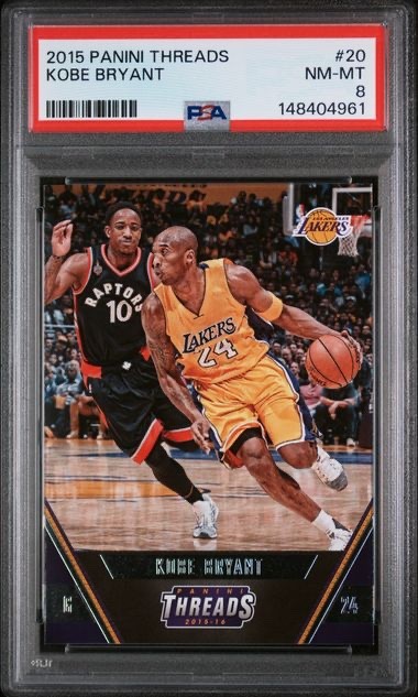 Kobe Bryant 2015-16 Panini Threads PSA 8 #20 Los Angeles Lakers