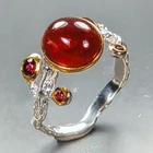 Handmade jewelry Natural Hessonite Ring 925 Sterling Silver Size 6 /R467817