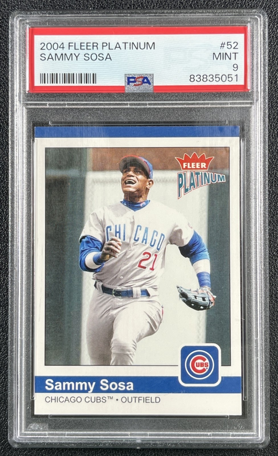 SAMMY SOSA PSA 9 2004 FLEER PLATINUM #52 CUBS 5051 view 1