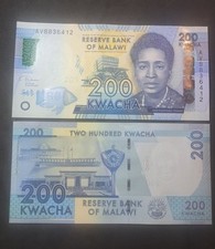 MALAWI 200 Kwacha, P - 60c, UNC from 2016, Rose Chibambo; FISH