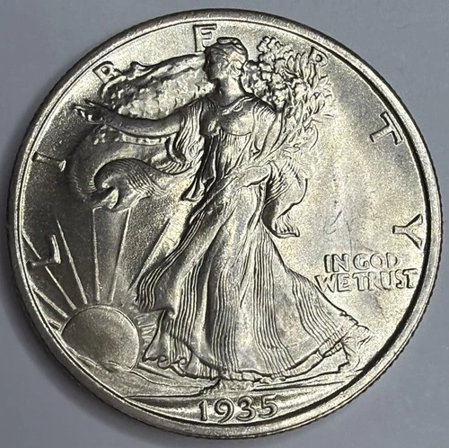 1935 Walking Liberty Silver Half Dollar – 90% Silver 50¢ U.S. Coin