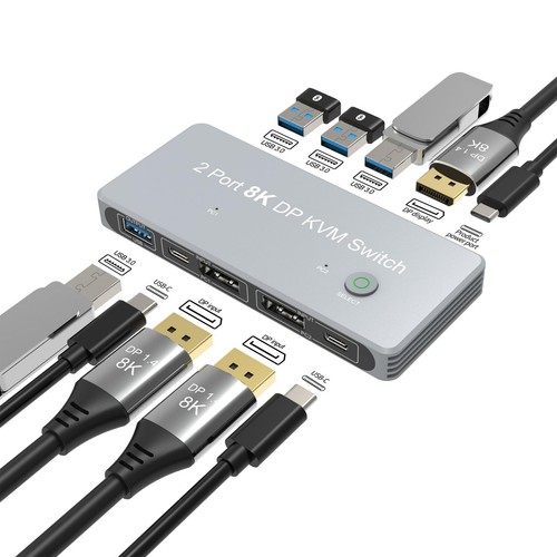 2x1 2 DP Input 1 DP Output Display 8K 30Hz 4K 144Hz KVM Switch Share 1 Monitor A - Photo 2/8