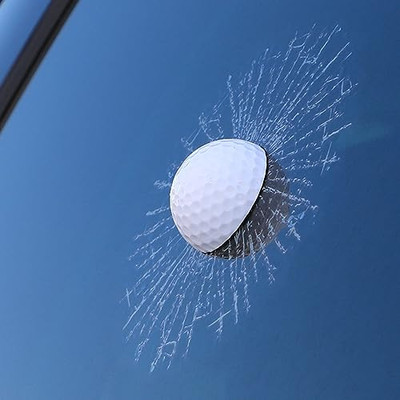 3D Prank Tricky Broken Glass Sticker Car Window Ball Hits Self Adhesive Funny 