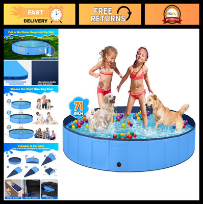 Large Dog Pool - Foldable Hard Plastic Kiddie Bath Tub for Pets - Outdoor Swimmi