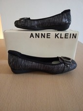 Shoes - Ballet Shoes By Anne Klein Iflex Stylish Black And SilverShoes  UK 3.5