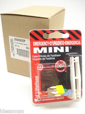 Box of 5 =8 Asst. 00940363ZP 094363 Mini Emergency Fuse Kit