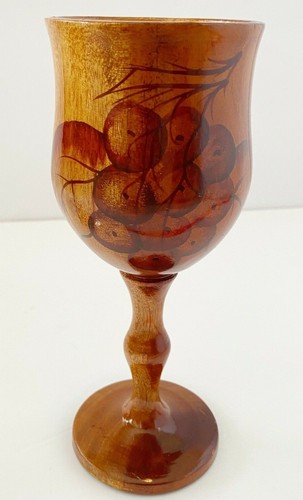 Teak? Brown Goblet Wine Glasses Goblet Tropical Chalice Grapes Hawaiian Lot 2x - Picture 11 of 11