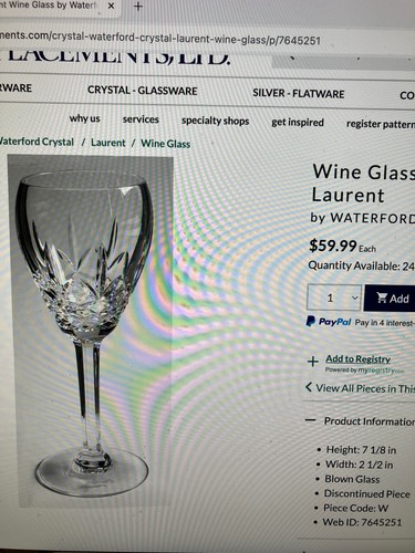 Waterford Marquis LAURENT 7 1/8" Weinbecher perfekt! 6 verfügbare EUC angezeigt - Bild 3 von 11