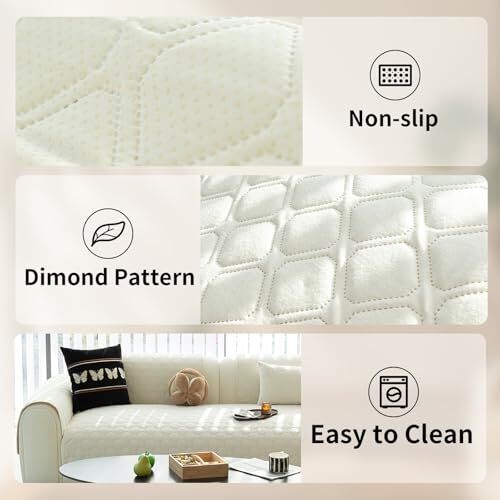 Diamond Couch Cover, Armrest or Backrest Soft Sofa Covers Washable, Waterproof - Picture 4 of 6