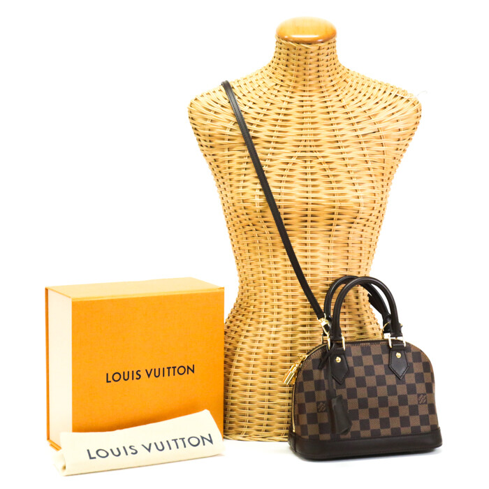 LOUIS VUITTON Alma BB Damier Ebene Leather PVC N41221 Brown | eBay