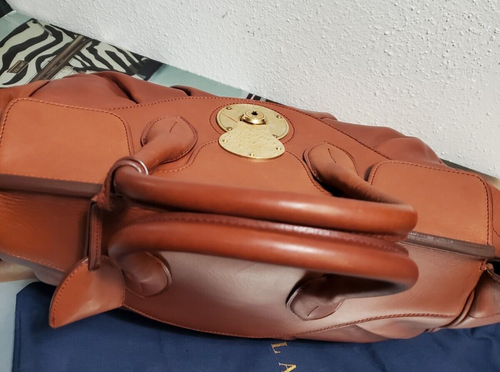 RALPH LAUREN PURPLE LABEL PLISSEE RICKY BRAUN VACHETTA LEDER DAMEN UMHÄNGETASCHE TASCHE - Bild 14 von 19