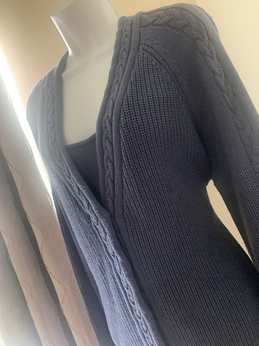 Gianni Bini Crop Top & Cardigan Sweater 2 PIECE SET Blue Wool Blend, Size Large - Picture 9 of 23
