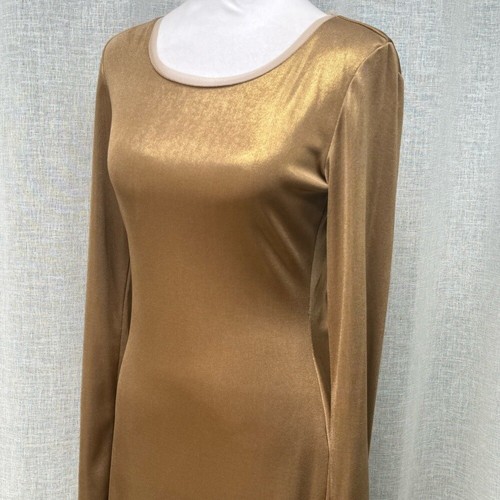 BCBG Maxikleid Kleid Metallic Gold Langarm - Bild 5 von 11