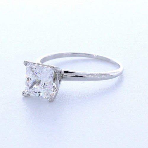 2.2 CT NATURAL DIAMOND G/VS1 PRINCESS CUT 14K WHITE GOLD CLASSIC SOLITAIRE RING - Picture 2 of 7