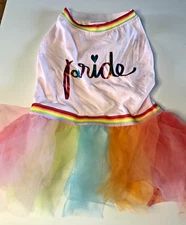 Gay Pride Rainbow Dog Costume Tutu Dress Pet Clothing LGBTQ You Are Loved L