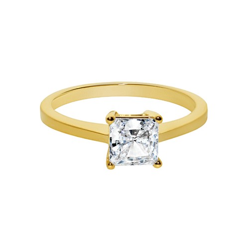 Solid Genuine 14k Gold 1ct Princess Solitaire Fine Cubic Zirconia Engagement Rin - Bild 4 von 7