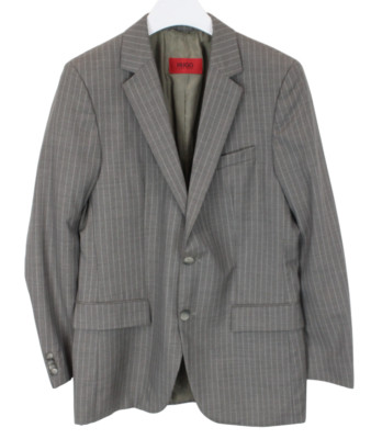 HUGO BOSS Red Label Aamon Hago Blazer Herren US 38R Wolle Nadelstreifen Grau