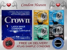 Crown Skinless Skin Condoms - Thinnest Latex - Free ATLAS Samples - EXP 2027