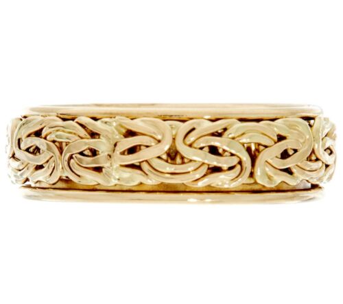 Polished Framed Spinner Byzantine Band Ring Real 14K Yellow Gold Szs 5 6 7 8 - Picture 3 of 5