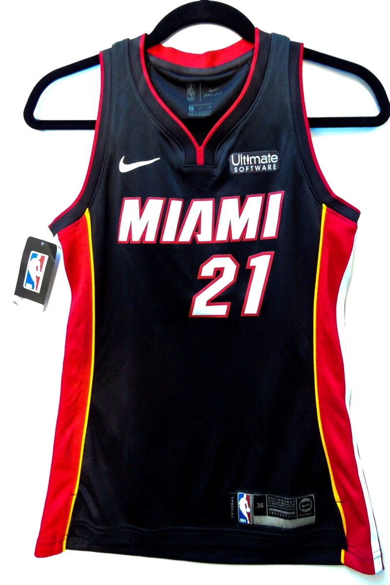 MIAMI HEAT NBA BASKETBALL JERSEY WHITESIDE 21 NIKE SZ SMALL 36 BLACK NEW TAG