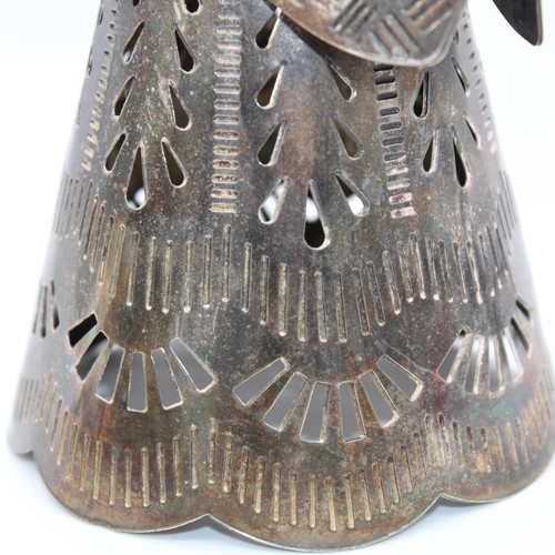 Portacandele angelo in ottone placcato argento Lilian Vernon design traforato goffrato 8" - Foto 8 di 14
