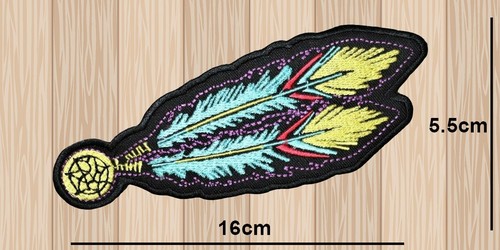 TRIBAL FEATHER YELLOW MULTI COLORS IRON/SEW ON PATCH EMBROIDERED APPLIQUE BADGE - 第 1/2 張圖片