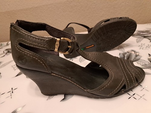 Timberland Earthkeepers Keilsandalette komplett aus Echt Leder Gr. 41 in Schwarz - Bild 3 von 23