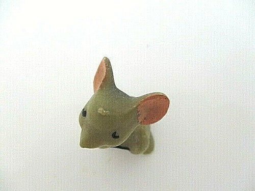 Vintage Miniature Gray Mouse Holding Tail Plastic Pink Ears 1" Statue Figurine - Picture 6 of 7