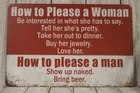 How to Please a Woman Man Tin Sign Metal Funny Vintage Rustic Style Women