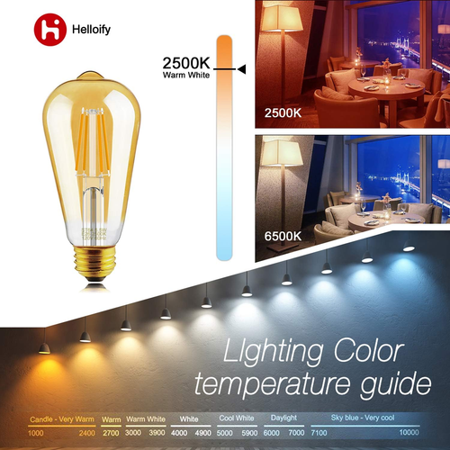 Dimmable Edison, Vintage Antique Style ST19(ST64) LED Light Bulbs, 60W Incandesc - Picture 2 of 7